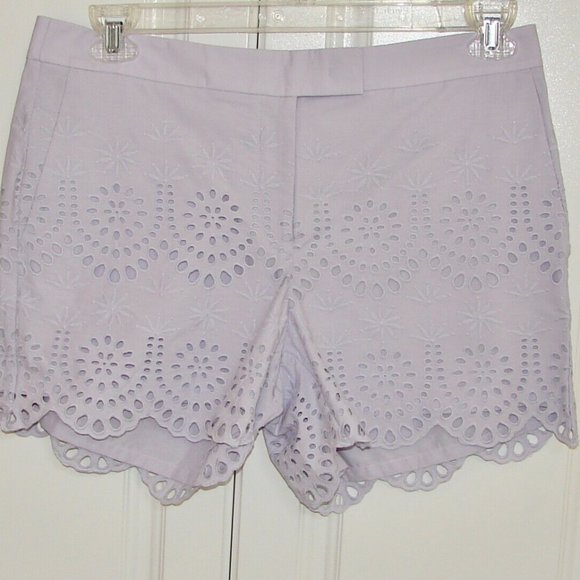 Ann Taylor 16P Amethyst Scalloped Eyelet Shorts - Picture 3 of 6